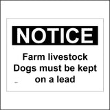 MA871 Notice Farm Livestock Dogs Must Be Kept On A Lead