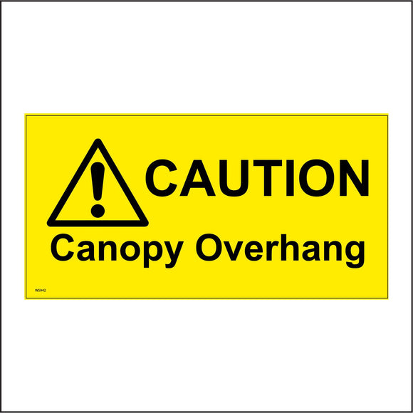 WS942 Caution Canopy Overhang Sign with Triangle Exclamation Mark