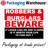 SE050 Robbers & Burglars Beware Sign