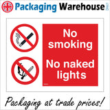 NS005 No Smoking No Naked Lights Sign with Cigarette Lit Match