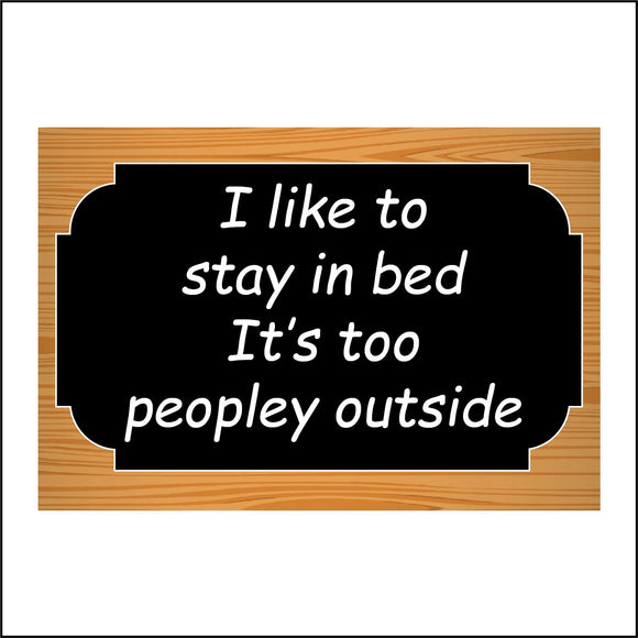 HU333 I Like To Stay In Bed To Peopley Outside Gift Present Work Fun Plaque