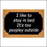 HU333 I Like To Stay In Bed To Peopley Outside Gift Present Work Fun Plaque