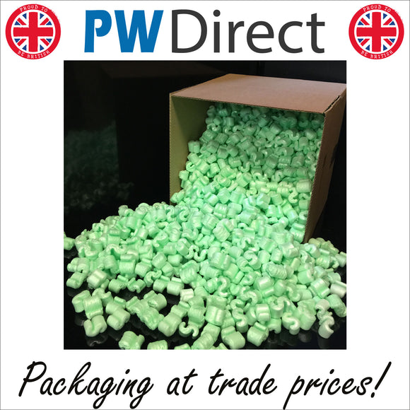 GREEN, LOOSE VOID FILL POLYSTYRENE PACKING PEANUT SUPER 8 CHIPS