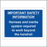 MA825 Important Safety Harness Inertia Beyond Rail