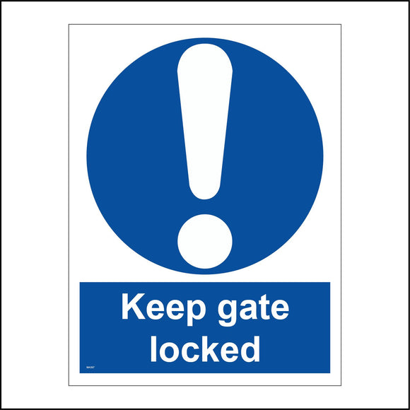 MA397 Keep Gate Locked Sign with Circle Exclamation Mark