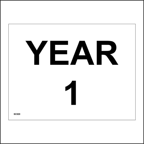 SC020 Year 1 One White Black Door Wall Plaque