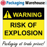 WS500 Warning Risk Of Explosion Sign with Triangle Exclamation Mark