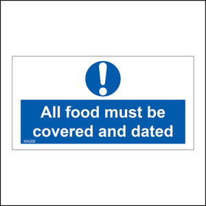 MA208 All Food Must Be Covered And Dated Sign with Exclamation Mark