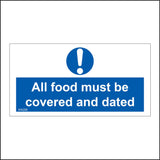 MA208 All Food Must Be Covered And Dated Sign with Exclamation Mark