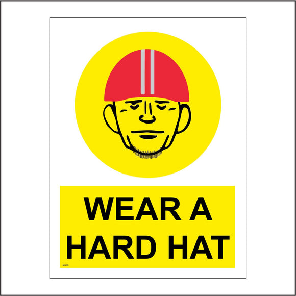 MA235 Wear A Hard Hat Sign with Hard Hat Face