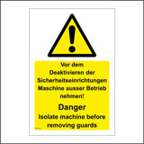 WT128 Vor Dem Deaktivieren Sicherheitseinrichtungen Danger Isolate Machine