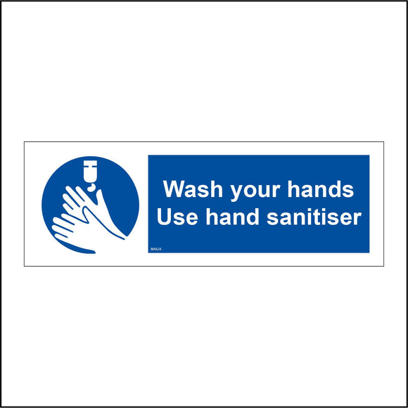 MA624 Wash Your Hands Use Hand Sanitiser Sign with Hands/Gel/Dispenser/Sanitiser