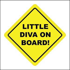 HU355 Little Diva On Board Madam Yellow Car Safety Distance Diamond