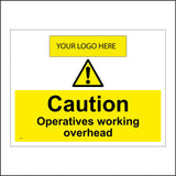 WT147 Caution Operatives Working Overhead Your Logo Here Personalise