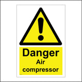 WS572 Danger Air Compressor Sign with Triangle Exclamation Mark