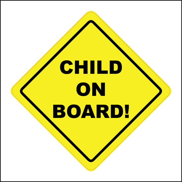 HU349 Child On Board Warning Distance Car Yellow Diamond