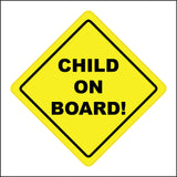 HU349 Child On Board Warning Distance Car Yellow Diamond