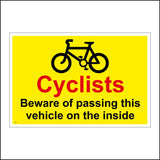 VE347 Cyclists Beware Of Passing Vehicle On Inside