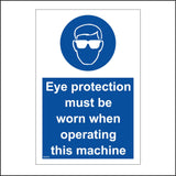 MA499 Eye Protection Must Be Worn When Operating This Machine Sign with Circle Face Glasses