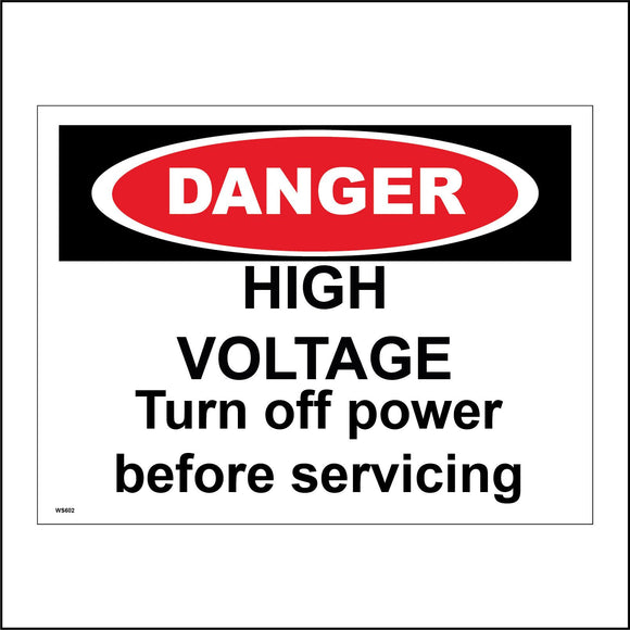 WS602 Danger High Voltage Sign