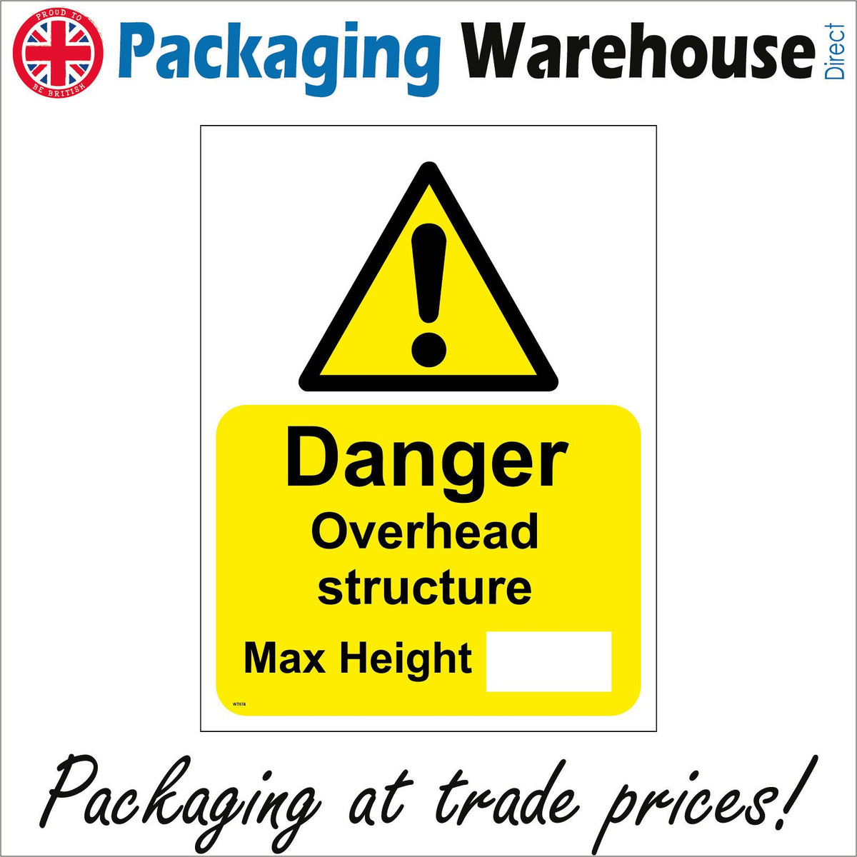 Danger Overhead Structure Max Height Sign with Triangle Exclamation ...