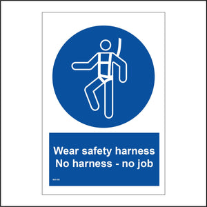 MA190 Wear Safety Harness No Harness - No Job Sign with Man Harness