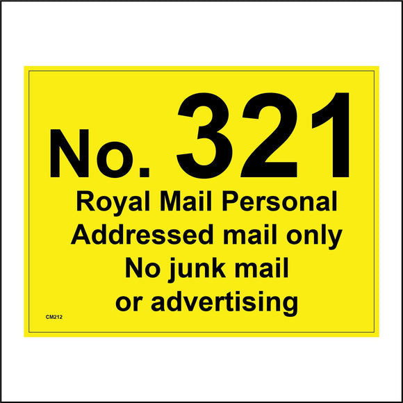 CM212 No 321 Royal Mail Personal Addressed Mail Only Personalise Choose Sign