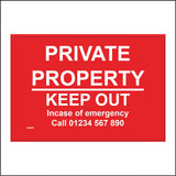 CM299 Private Propery Keep Out In Case Of Emergency Call: Personalise Number Choose Sign