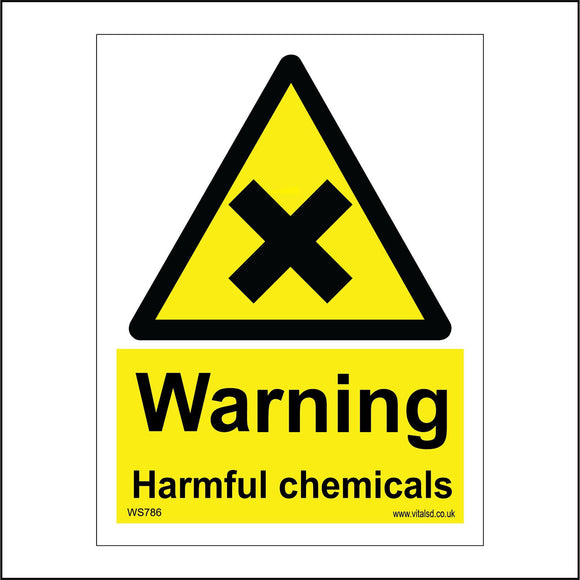 WS786 Warning Harmful Chemicals Sign with Triangle Cross