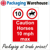 TR105 Caution Horses 10Mph Max Sign with Circle Horse