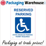 VE097 Reserved Parking State Disabled Parking Permit Required Sign with Disabled Logo