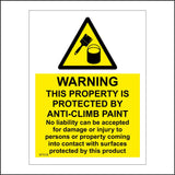 WT078 Warning Property Protected By Anti Climb Paint Sign with Triangle Paint Pot Brush