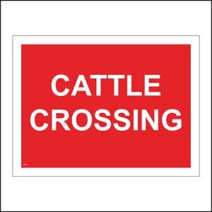 TR584 Cattle Crossing Red White Field Road Vehicles Slow Grid