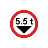 TR527 5.5 t Maximum Weight Ton Tonnes Five Weight Restriction