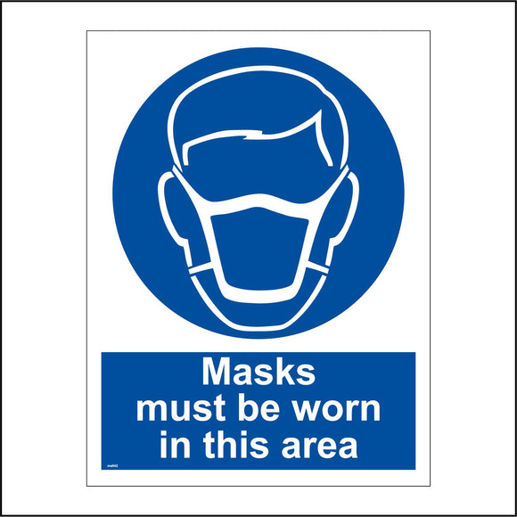 MA042 Masks Must Be Worn In This Area Sign with Exclamation Mark