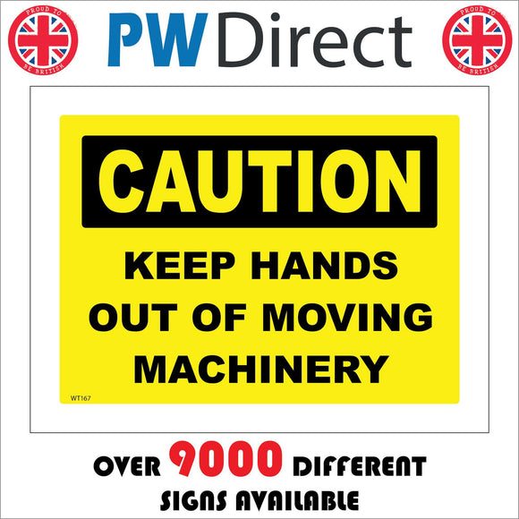 WT167 Caution Keep Hands Out Of Moving Machinery Guard Fingers