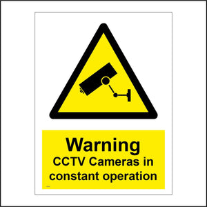 CT014 Warning Cctv Cameras In Constant Operation Sign with Camera Triangle