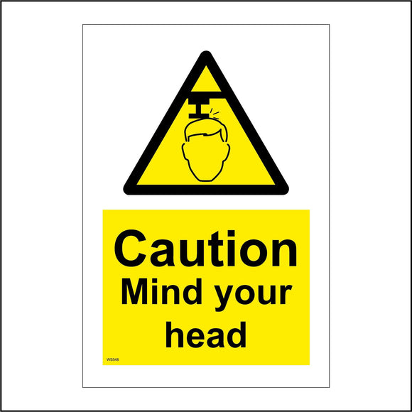 WS548 Caution Mind Your Head Sign with Triangle Face Beam