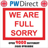VE325 We Are Full Sorry No Vacancies Pitch Site Campsite B&B Bed Breakfast