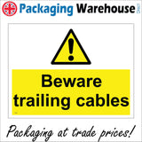 WS584 Beware Trailing Cables Sign with Triangle Exclamation Mark