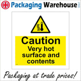 WS829 Caution Very Hot Surface And Contents Sign with Triangle Thermometer 3 Squiggly Lines