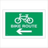 TR090 Bike Route Left Sign with Bike Arrow
