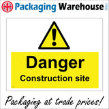 WS445 Danger Construction Site Sign with Triangle Exclamation Mark