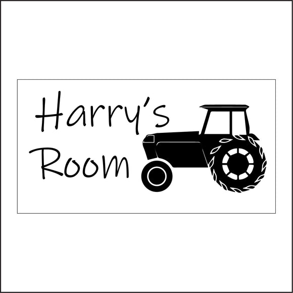 CM285 Harry's Room Personalise Child Farm Tractor Door Plaque Sign with Tractor