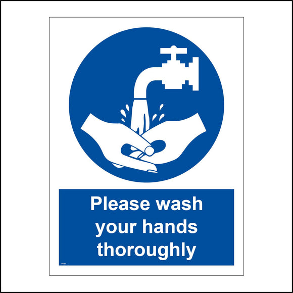 MA636 Please Wash Your Hands Thoroughly Sign with Hands, Tap