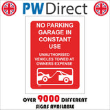 VE416 No Parking Garage Constant Use Towed Expense