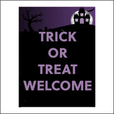 HU226 Trick Or Treat Welcome Sign with House Bat