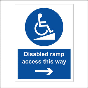 VE166 Disabled Ramp Access This Way Sign with Circle Wheelchair Person Arrow Pointing Right