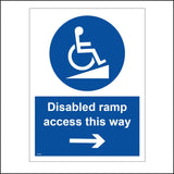 VE166 Disabled Ramp Access This Way Sign with Circle Wheelchair Person Arrow Pointing Right