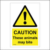 WT063 Caution These Animals May Bite Sign with Triangle Exclamation Mark
